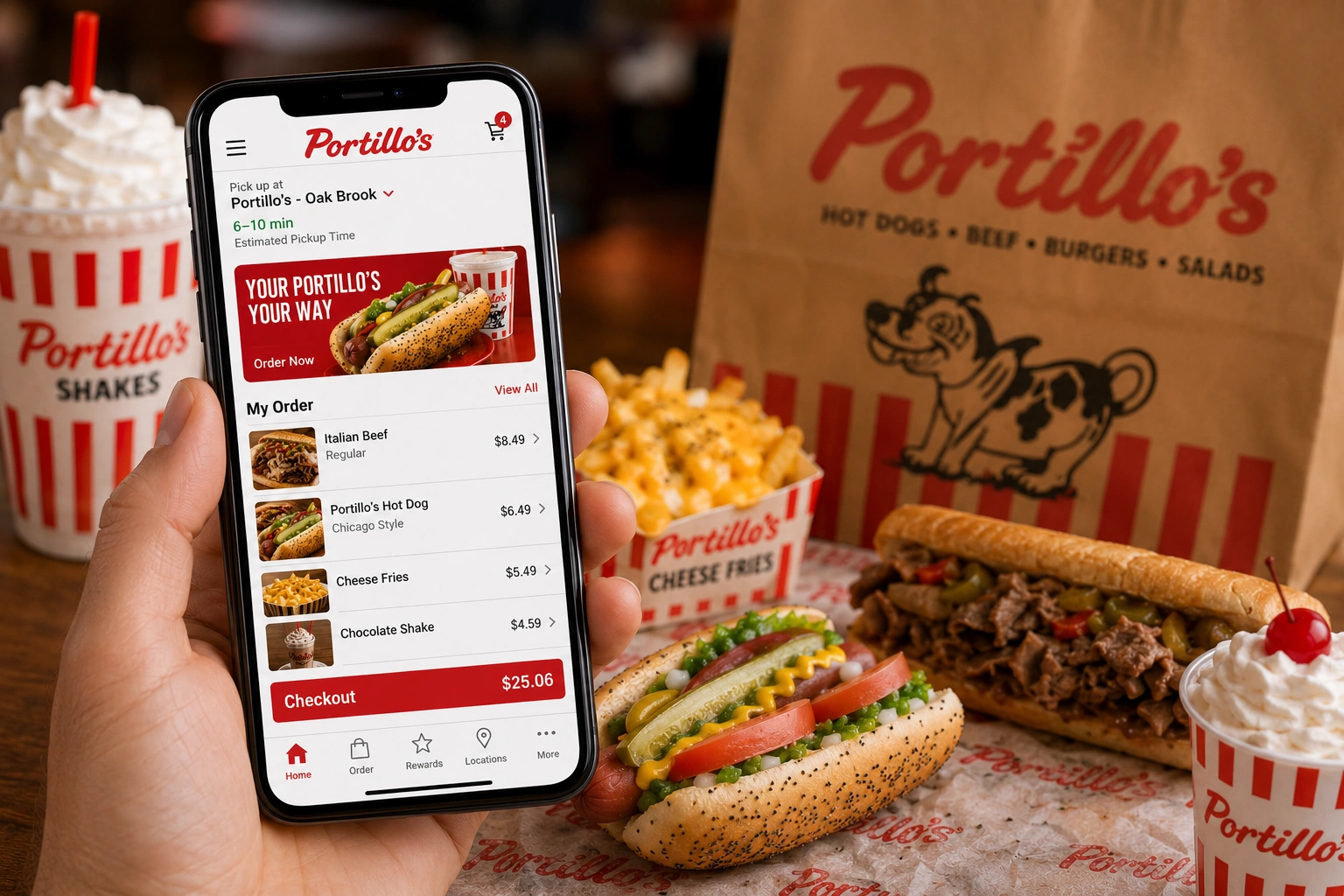 Portillo's Delivery 3 Ordering Portillo's through the official mobile app