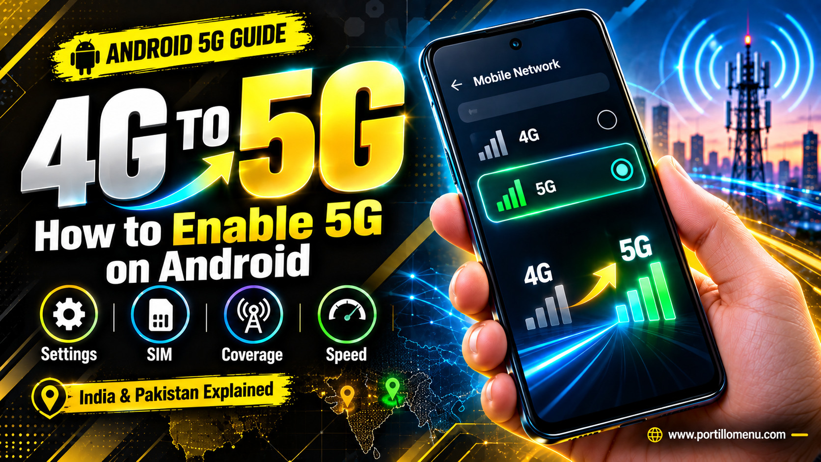 Smartphone screen showing a 5G network signal icon